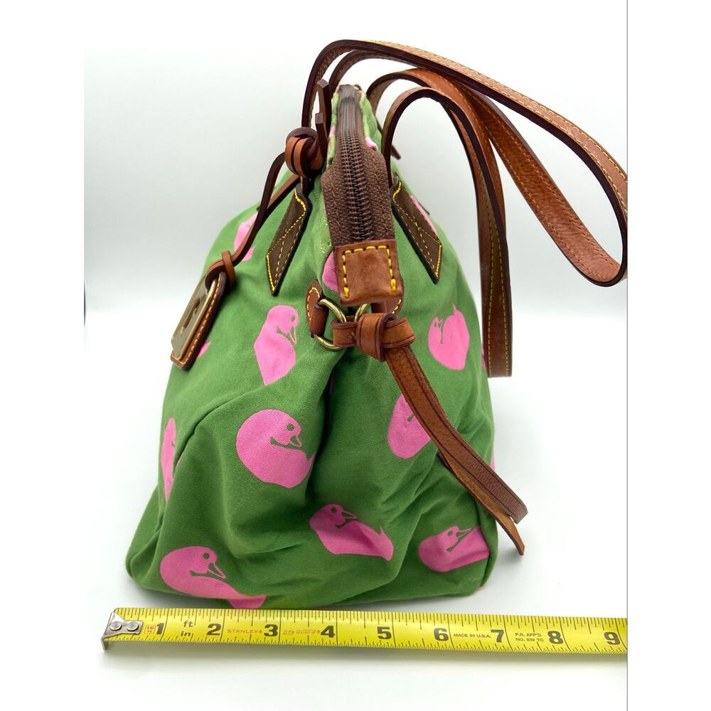 Vintage Dooney & Bourke Samantha Duck Canvas Tote Bag Green Pink Preppy Y2K READ - Picture 16 of 16